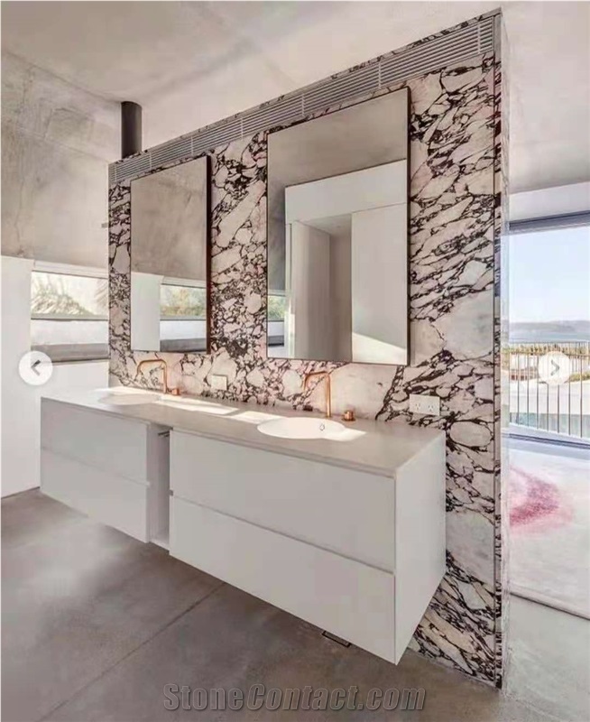 Italy Carrara Purple Marble Polished Wall Cladding Tiles